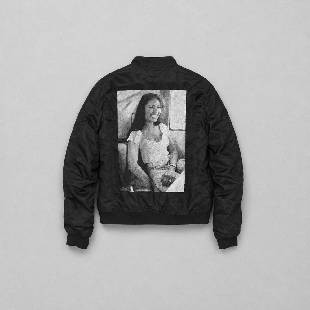 Selena Quintanilla Bomber Jacket Black Satin Streetwear Full Band Merch M